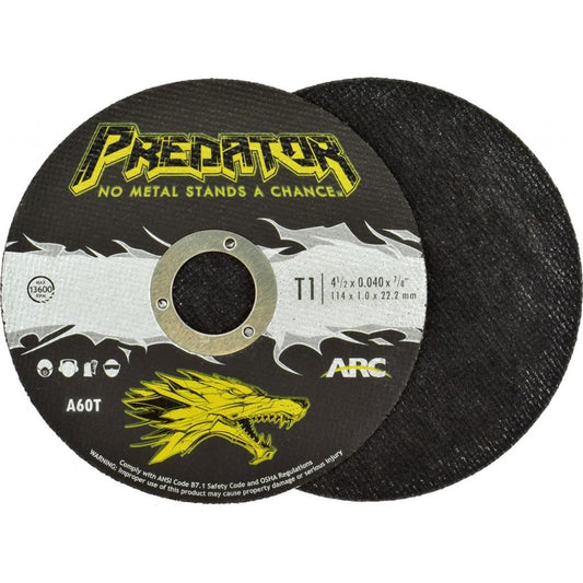 945047805W Arc Abrasives Predator Cut-Off Wheels, Type 1, 4-1/2" x .04"x 7/8"